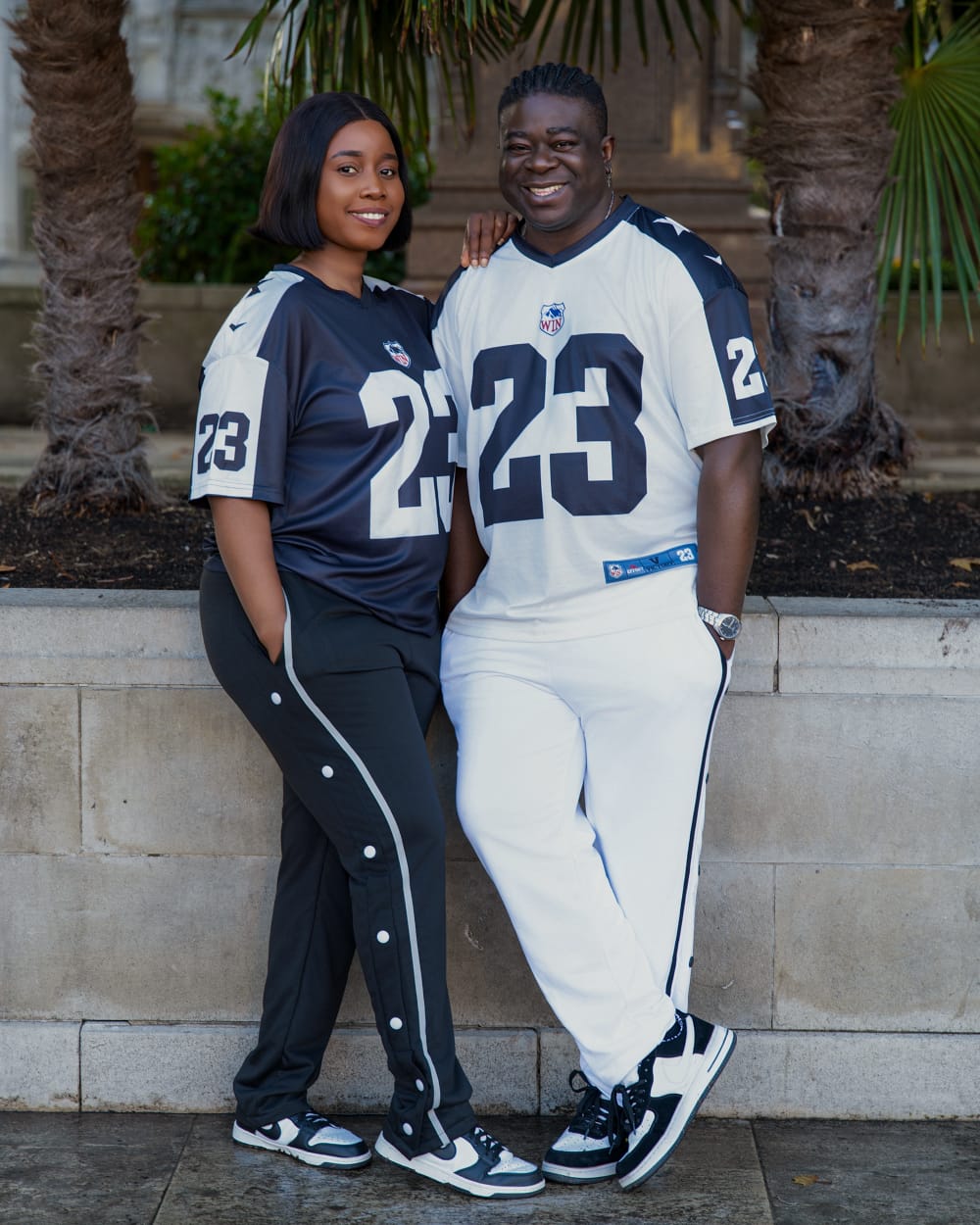 Lynda and Damian smiling together